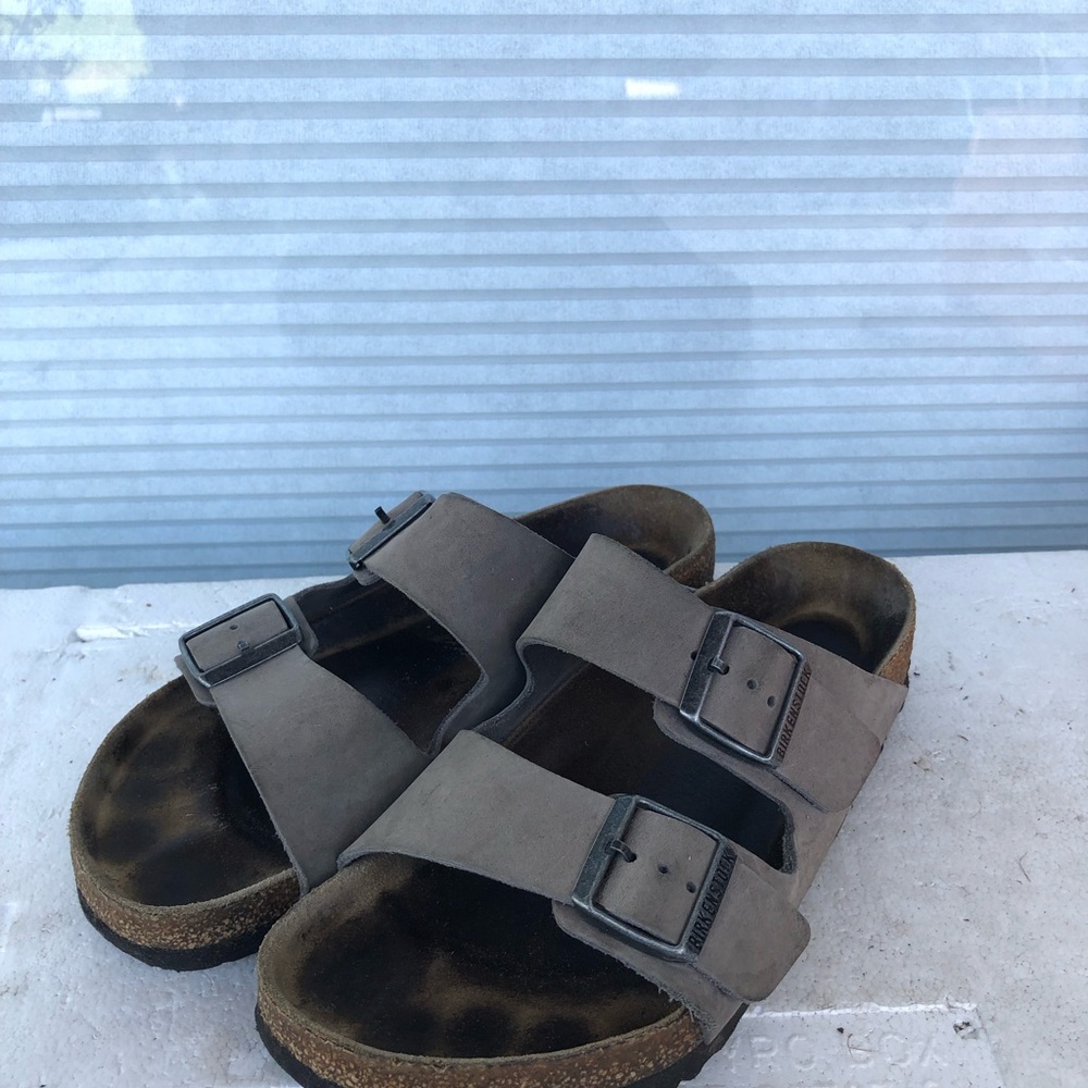 Birkenstock Arizona Two Strap Vegan Sandals Dust Grey Taupe Mens 6Womens 8 - Picture 3 of 15